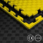 Mata 100 x 100 x 2,5cm Czarno-Żółty Puzzel pod Sprzęt z Certyfikatem na Siłownie  Metrowe Piankowa Gruba 