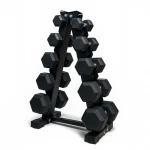 HANTLE HEX 2,5KG-12,5KG Zestaw Hantli Hex Gumowanych 2x2,5kg - 2x12,5kg ze Stojakiem Hantle Stałe Zestaw 75kg